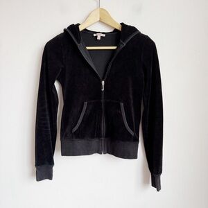 Juicy Couture Made in USA Black Velour Scottie Zip up